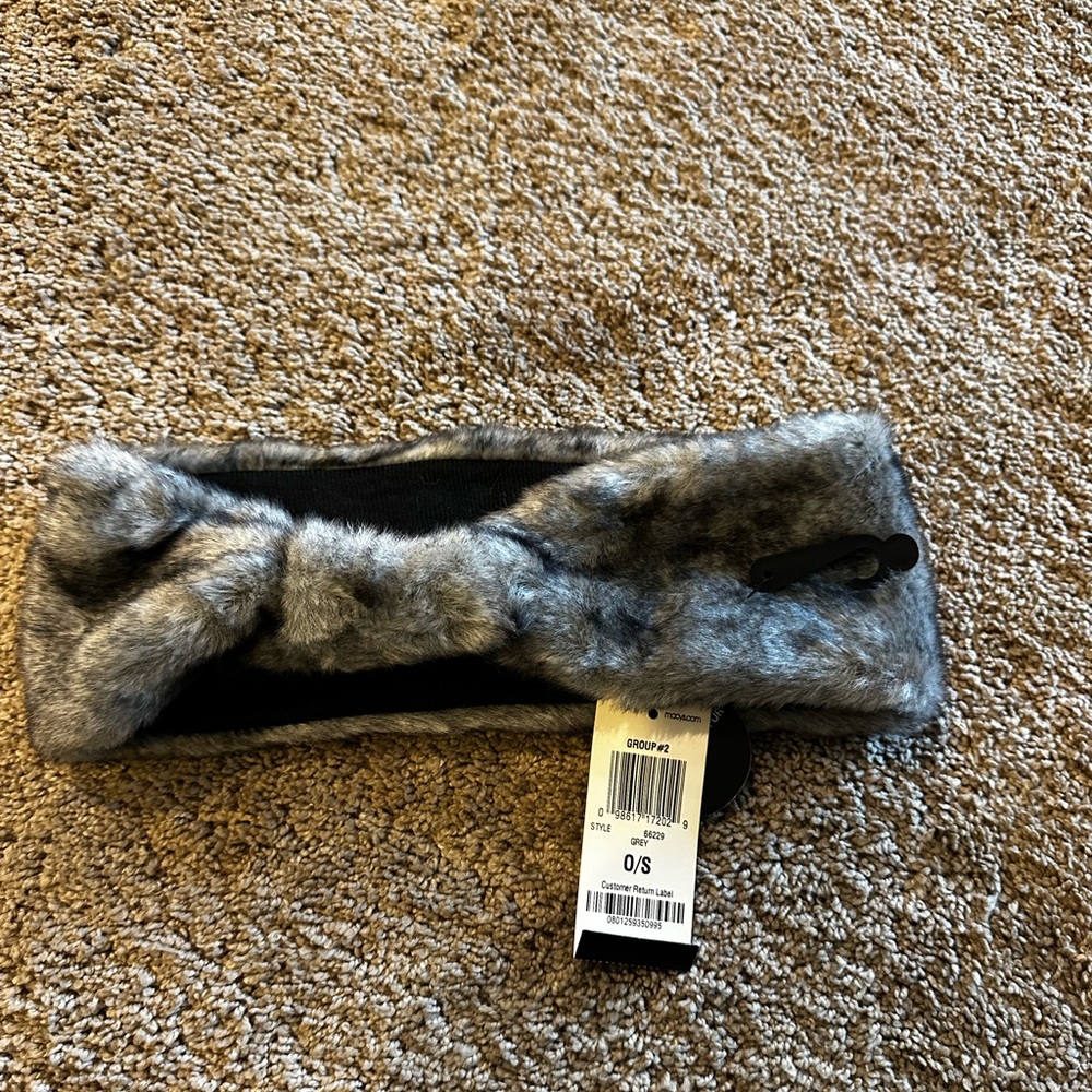 Style & Co. Grey Faux Fur Headwrap